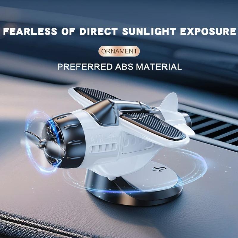 Car Solar Airplane Ornaments 360° Rotary Creative Car Center Console Solar Powered Aircraft Ornaments Car Interior Decoration Car Accessories