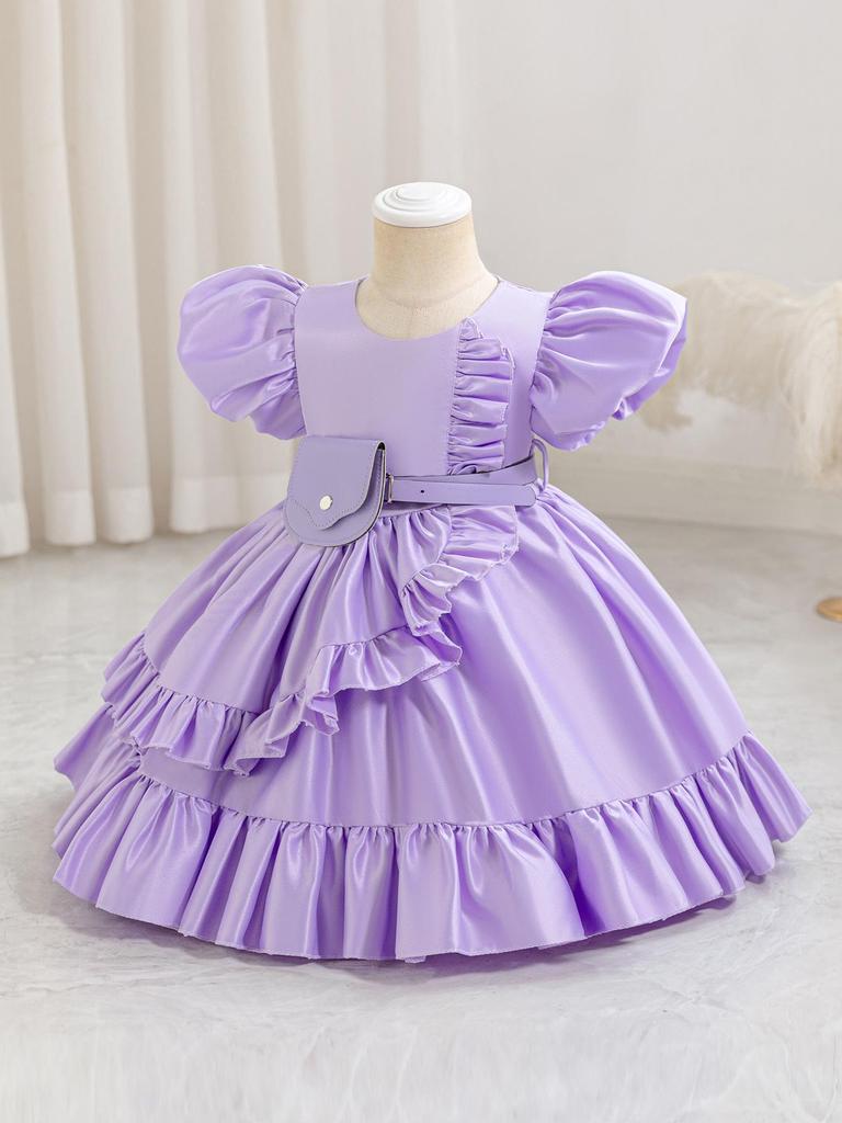 Stylish Princess Dress for Girls - Christmas & Birthday Satin Gown
