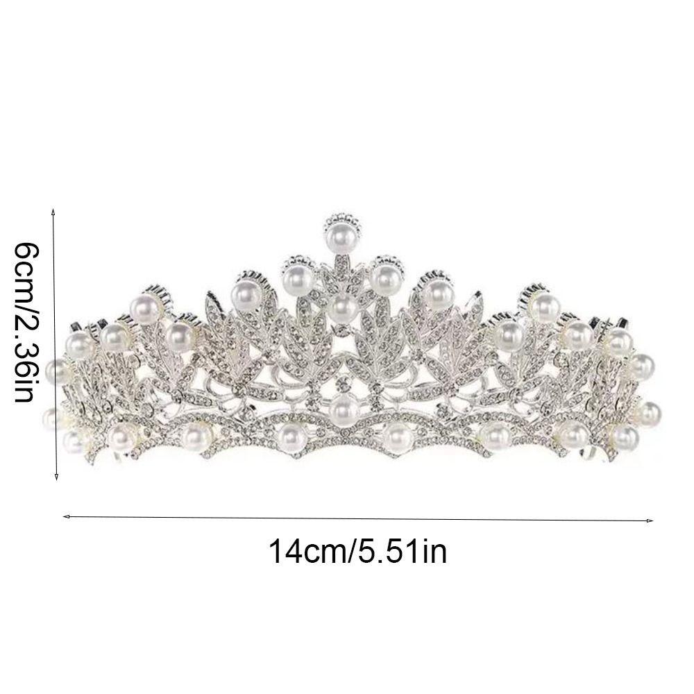 Silver Rhinestone Tiara Gold Pearl Tiaras Temperament Bride Crown  Princess