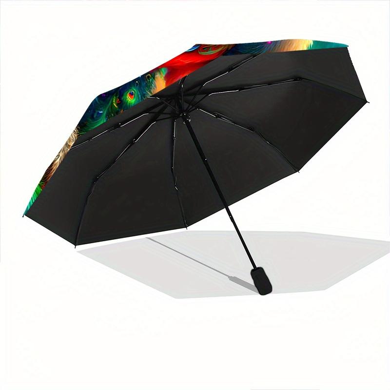 1pc Peacock in a Vibrant Dreamlike Landscape Pattern Automatic Umbrella is Fashionable and Good-Looking,  Suitable for Travel and Daily UseN072