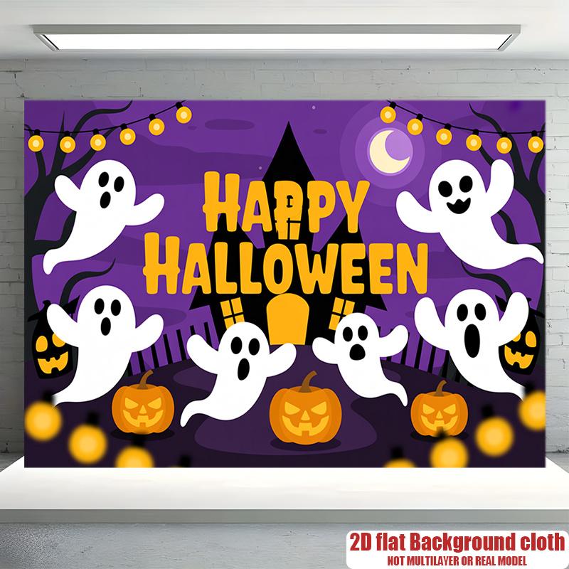 Party Backdrop Halloween Moon Flat Witch Pumpkin Event Photo Background Party Decor