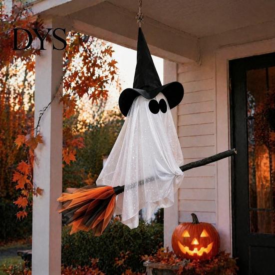 Venkovní dekorace duchů na zahradu Halloweenská čarodějnice Závěsná ozdoba na koště Strašidelný klobouk Plovoucí party rekvizity Přívěsky Vnitřní dekorace strašidelného domu