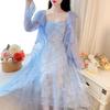 Fairy Forest Lace Floral Spaghetti Strap Summer 2026 Women's Two-Piece Beach Vacation Dress