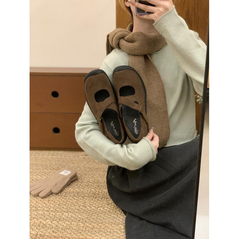 Retro Platform Cross Belt Korean Version Casual Single Shoes Women's Autumn 2025 New High-end Fashion Mary Jane Shoes