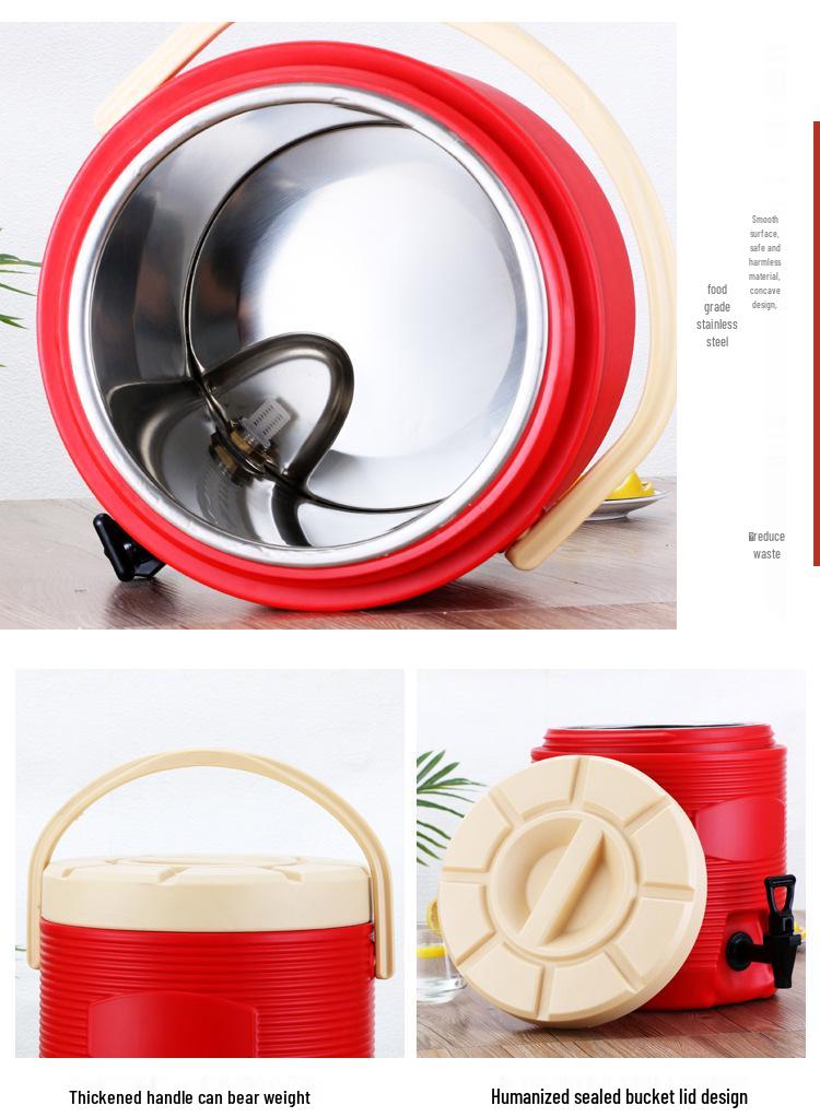 Dual-Layer Stainless Steel Insulated Bucket for Food, Milk Tea, Soup, Boiling Water, and Coffee.