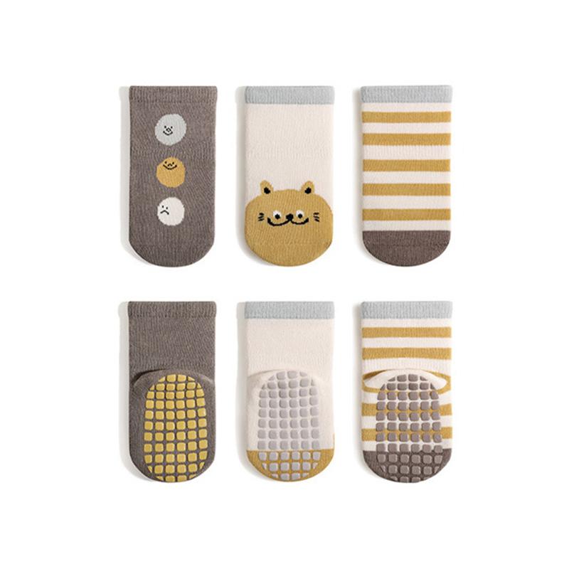 3 Pairs/Lot Autumn Winter Baby Non Slip Soft Floor Sock Cartoon Kids Boys and Girls Indoor Feet Wear