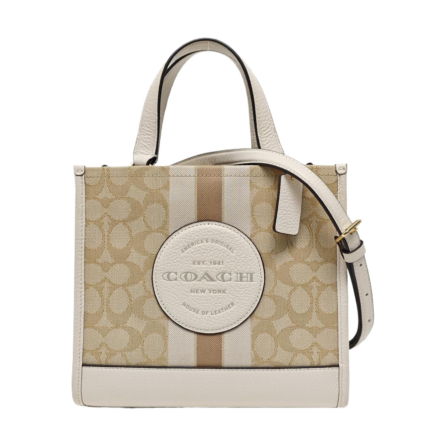 [Pre-Owned] Dempsey 22 Monogram Stripe Logo Accent Fabric And Leather Tote Bag - Excellent #1PQYNTN ONE SIZE