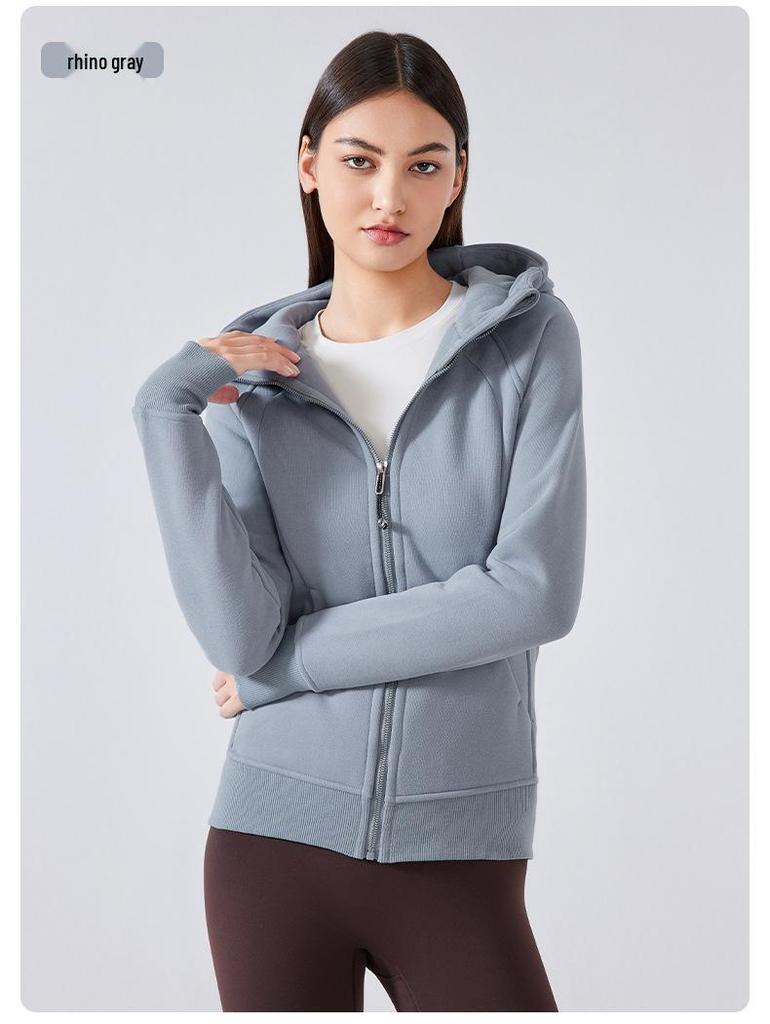 Women's Thickened Hooded Sports Jacket for Autumn/Winter - Casual Outerwear for Yoga & Fitness