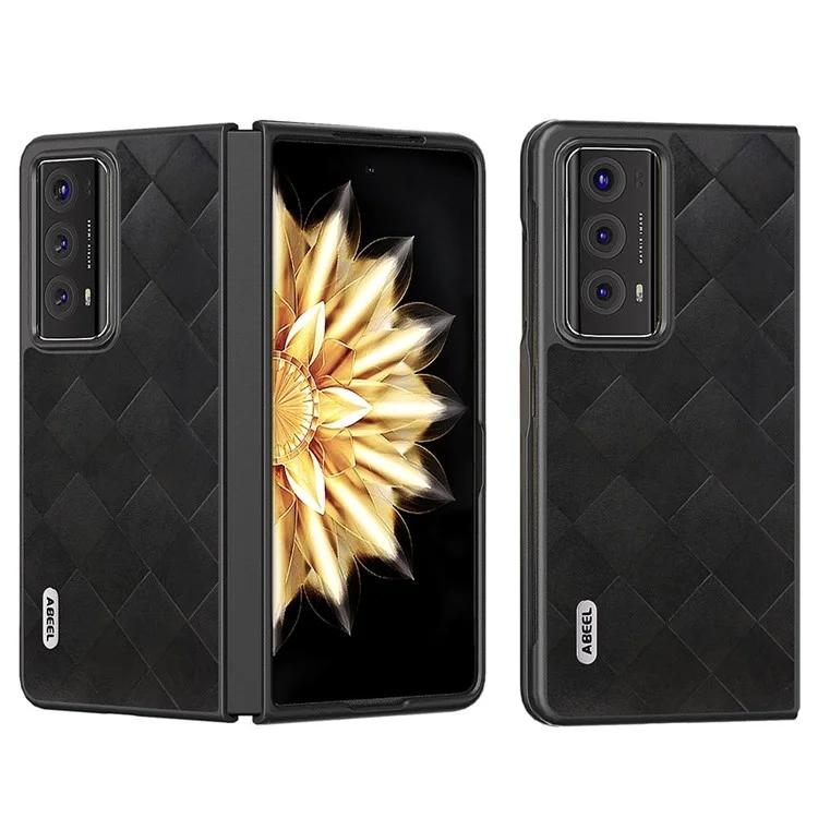 

For Honor Magic V2 5G Grid Texture Phone Case Leather Coated PC Cell Phone Cover