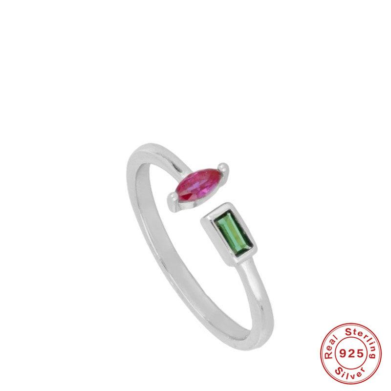 S925 Sterling Silver Ring Ins Minimalist Irregular Colored Diamond Ring Temperament Gold-plated Open Adjustable Ring