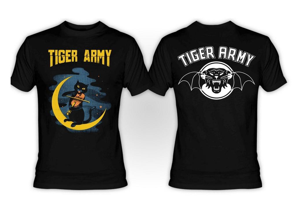 New Tiger Army Band Violin Cat Cotton Black T Shirt All Size For Men UR878