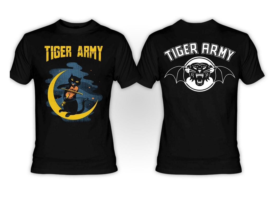 New Tiger Army Band Violin Cat Cotton Black T Shirt All Size For Men UR878 XXXL