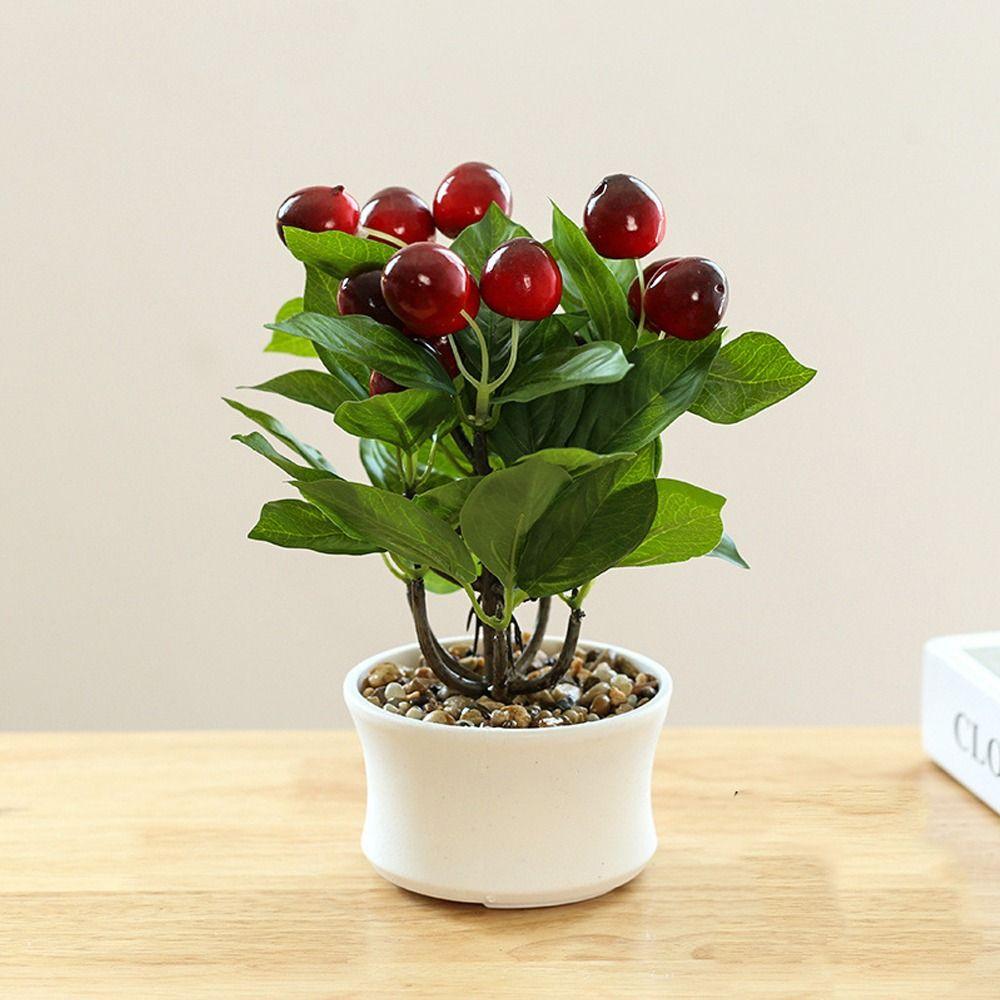 Lemon Kumquat Artificial Fruit Tree Potted Plastic Fruit Small Bonsai Home Decor B6