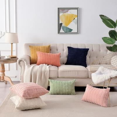 Effen Kleur Pluche Dubbelzijdige Kussensloop Corduroy Kussenhoes Decoratief Sofa Bed Hoofd Lendensteun Kussensloop Set van Twee