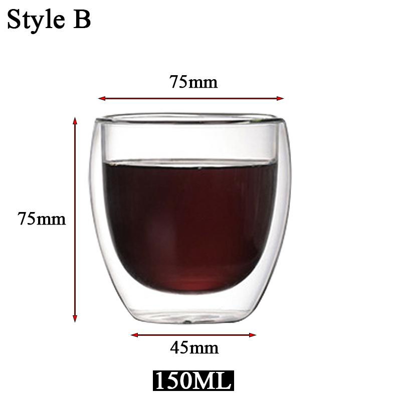 Double Bottom Wall Glass Coffee Cup Whiskey Tea Thermal Heat Resistant Cocktail Vodka Shot Wine Mug Drinkware Tumbler Set