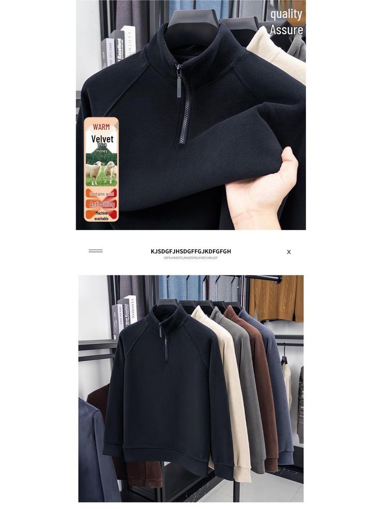 Herren Herbst/Winter Stehkragen Halbreißverschluss Fleece Sweatshirt