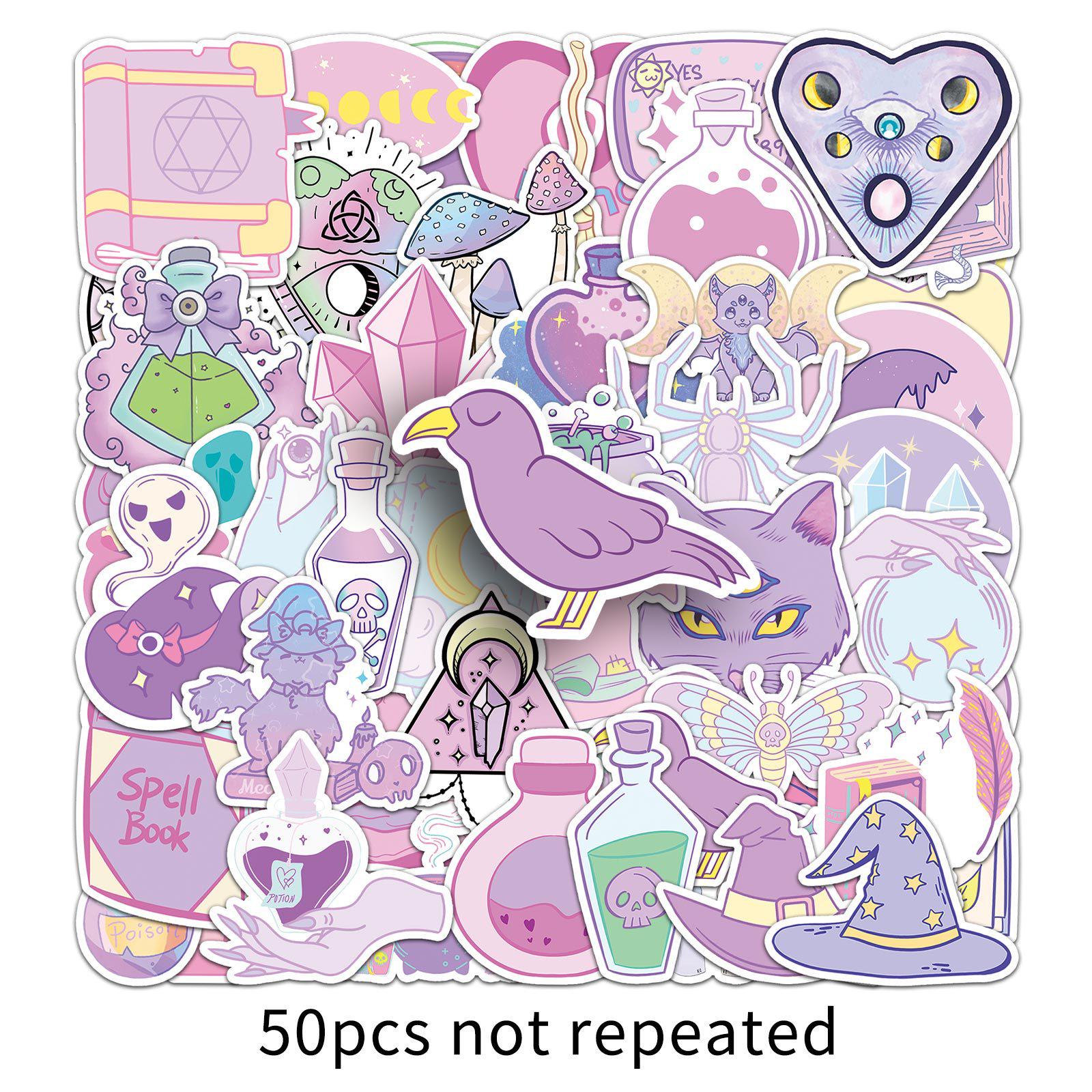 50 Pastel Magic Stickers - Cute Dreamy Pink Waterproof Cartoon Decor for Journals