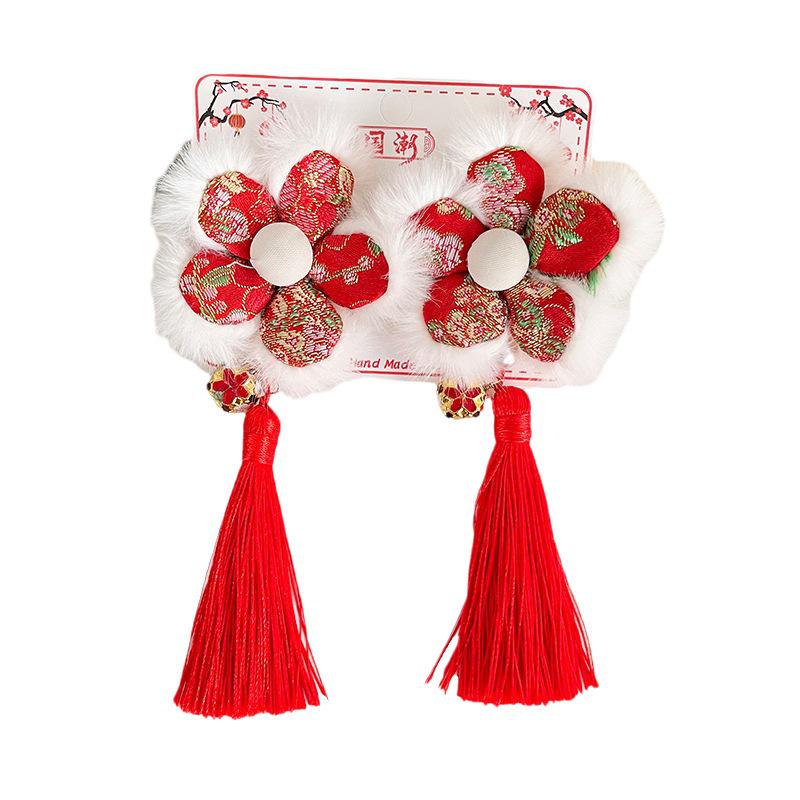 Festive Red New Year Headdress for Girls