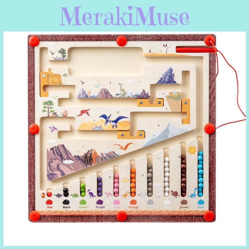 Puzzle Magnetic Wooden Maze With Dinosaur Theme For Kids Development Cognitive