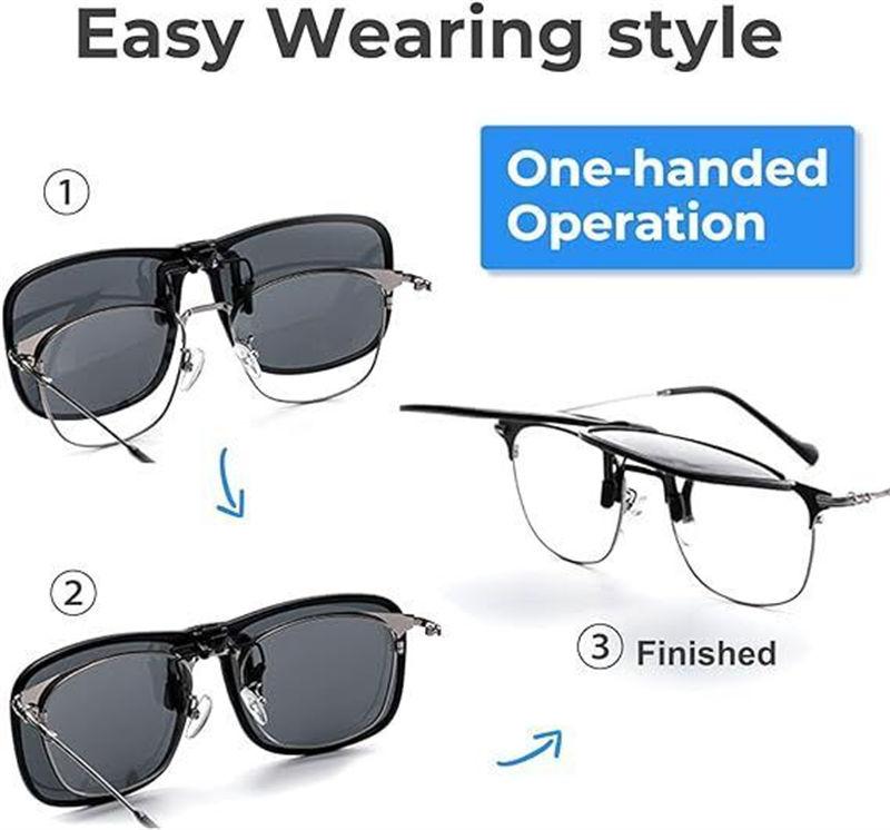 Polarized Clip On Sunglasses Anti-Glare Flip Up Photochromic Polarised Sunglasses for Driving Travel GZW