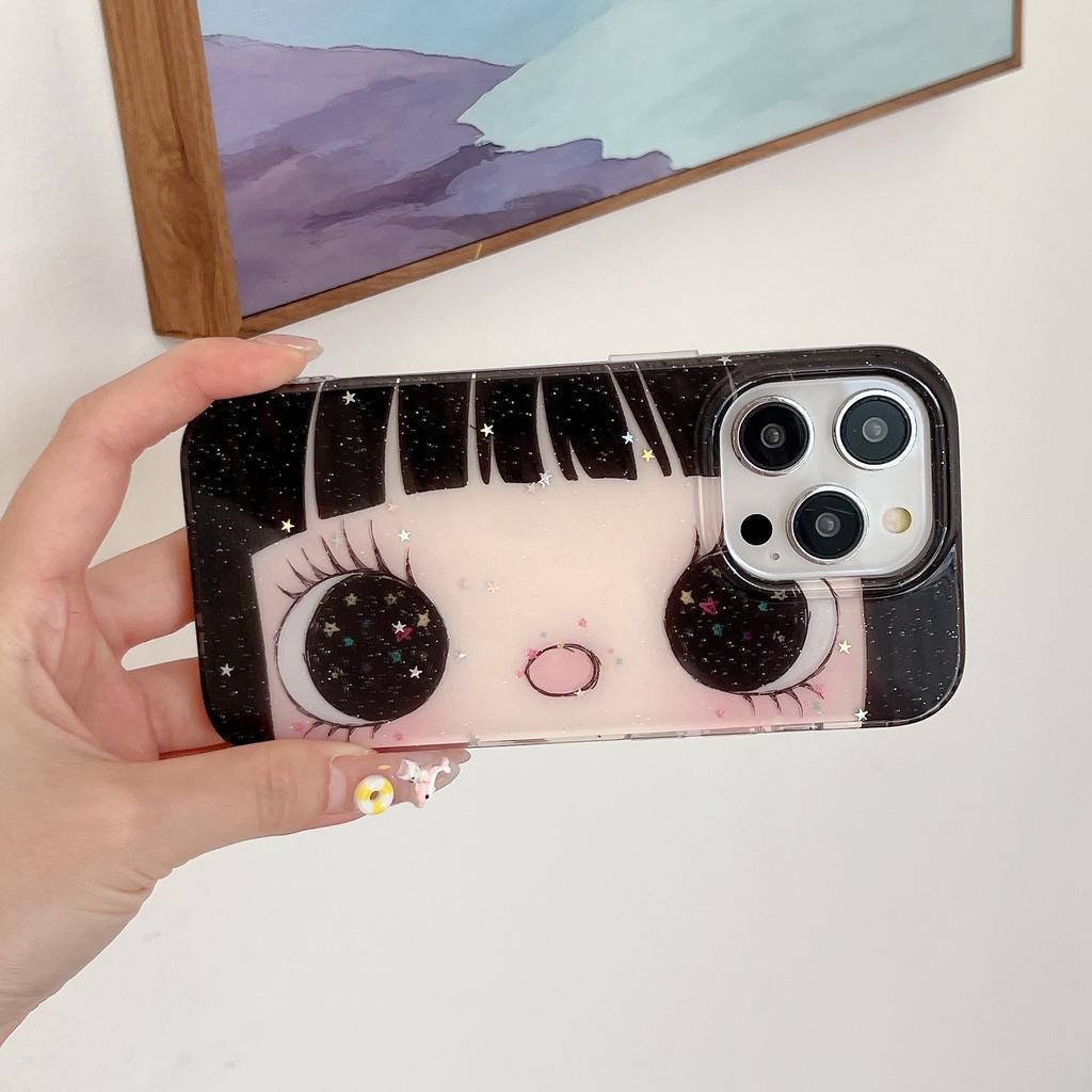 Traumhafte Mädchen mit großen Augen Süße Handyhülle Für IPhone 16 17 15 14 13 12 11 Pro Max Air 15 Plus Transparente Silikon Weiche Hülle