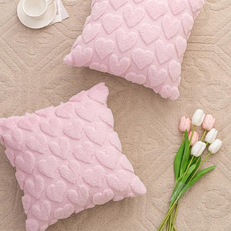 2Pack Valentines Day Pink Plushes Cushions Cover Decorative Pillow Case for Home Ambiances for Sofa Bed Decorations