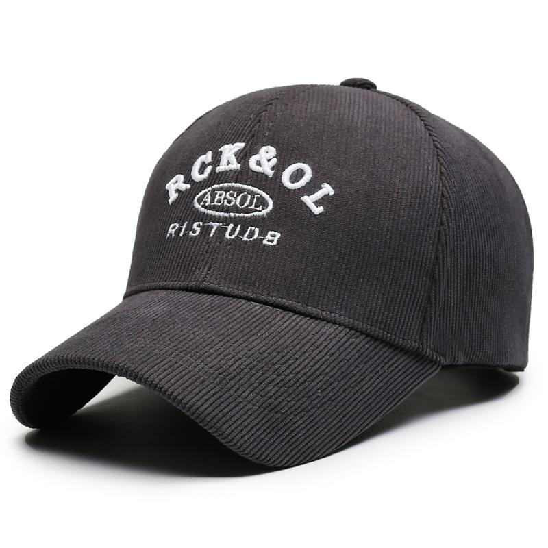 Number embroidery vintage corduroy solid-color baseball cap, unisex fashionable outdoor casual hard-top curved brim baseball hat
