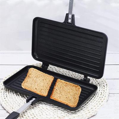 Sandwichera, sartén antiadherente para hacer Panini con asa, sartén con tapa de aluminio tostado para estufa