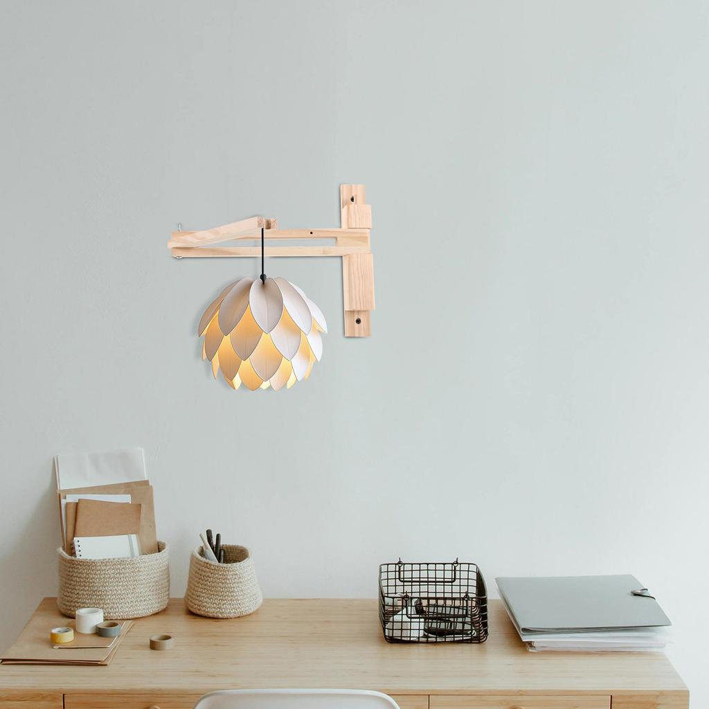 Folding Wall Mount Wood Lamp Holder Adjustable Decorative Sconce Bracket Wall Mounted Wooden Light Fixture Bracket Natural Wood