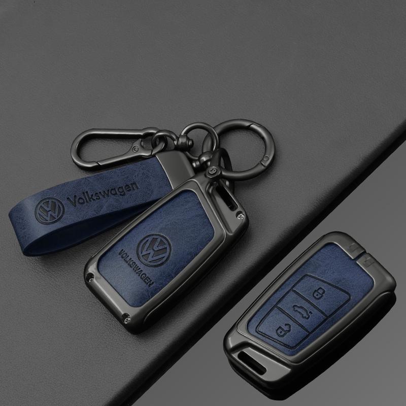 For VOLKSWAGEN VW VW Zinc Alloy Leather Car Key Case Cover For Volkswagen Tiguan MK2 Magotan Passat B8 CC Shell Fob key chain Ac