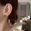 Red Gem Maple Leaf Stud Earrings for Women2023 New Fashion Light Luxury Earrings Retro Simple Crystal Earrings Jewelry Gift