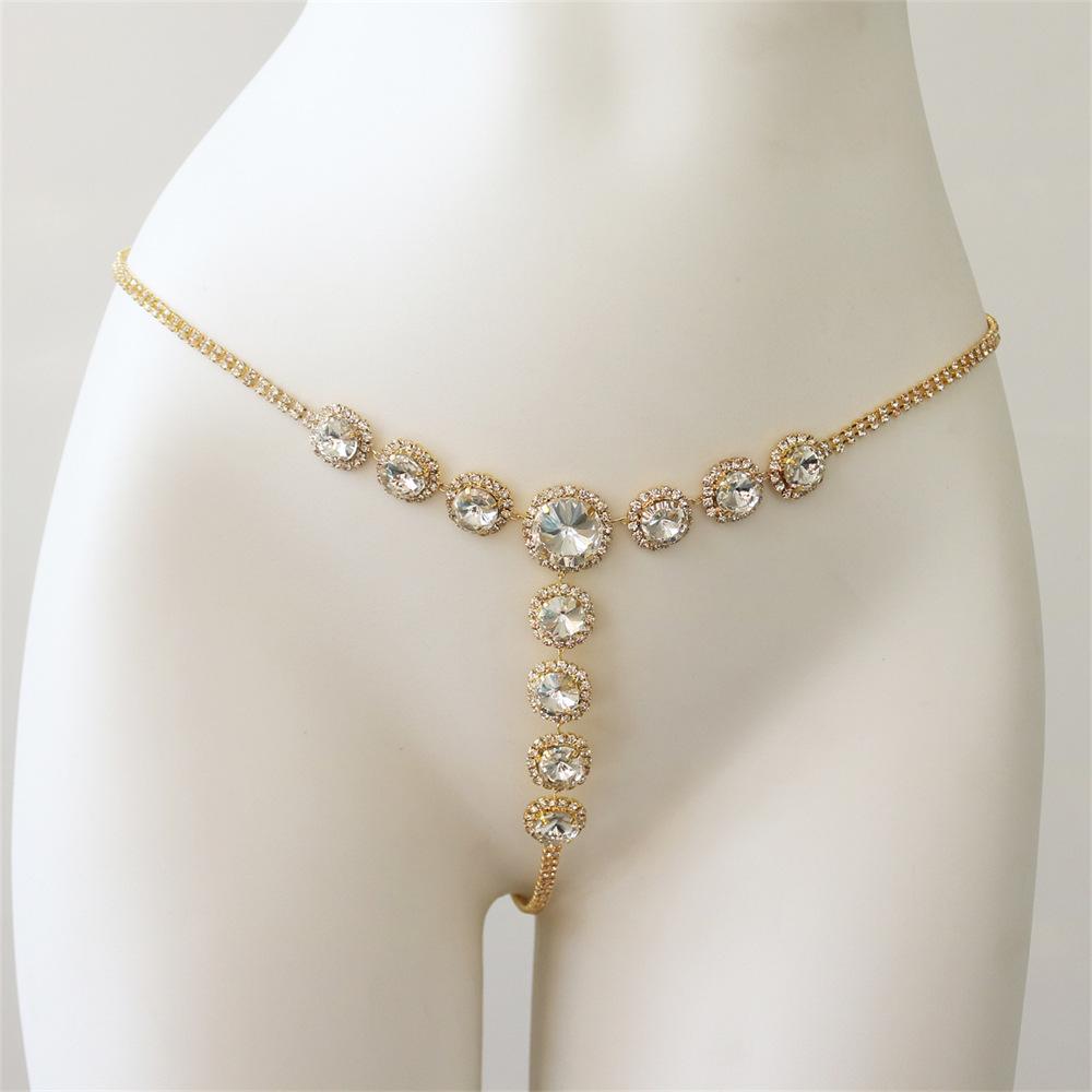 

Fashion Rhinestone Round Waist Chain, Summer Beach Party Super Flash Bikini Body Chain Accessories For Women