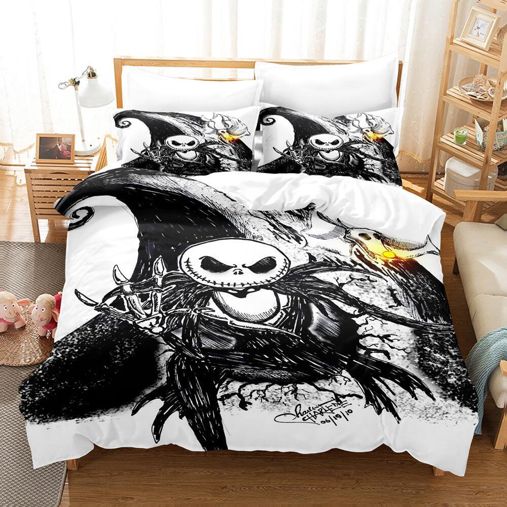 Animation Cartoon Digital Printing Bedding Christmas Eve Fright Polyester Cotton Microfiber Duvet Set Three-Piece Set