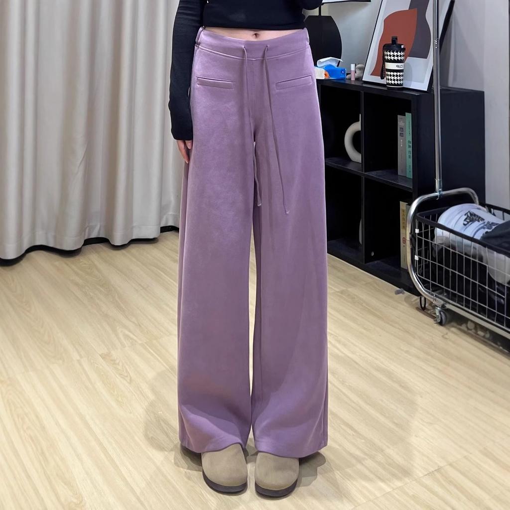 New Purple High-waisted Casual Pants for Women In Spring and Autumn Casual Versatile Straight Trousers