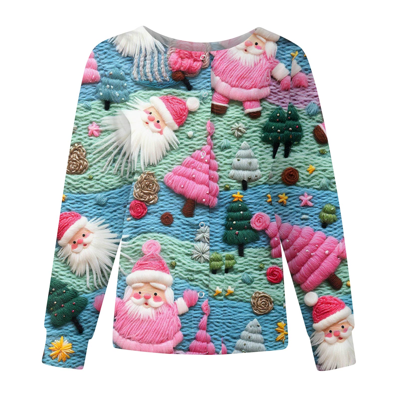 

Women s Casual Fashion Long-Sleeve Single-Breasted Christmas Print Jacket XL