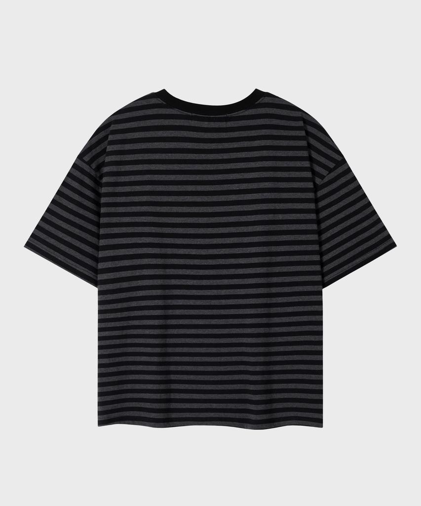 LEIRE Essential Striped Crop T-Shirt [Charcoal St]