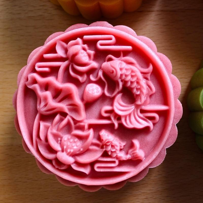 Functional Mooncakes Molds Set 4 Stamp Mooncakes Maker Delicate 3D Textured Pattern for Pastries Treat Designs