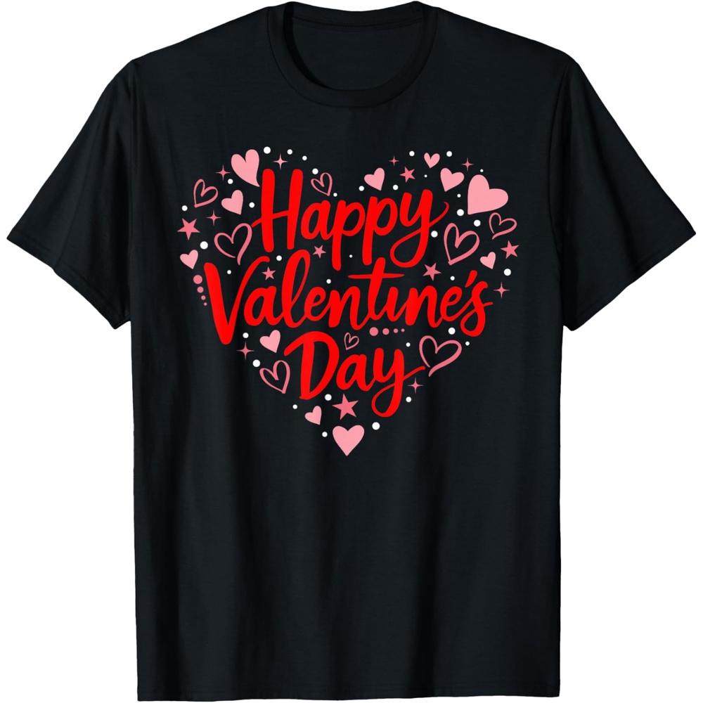 Happy Valentine s Day Love Heart Men Women Couple Matching Cotton Men T Shirt M