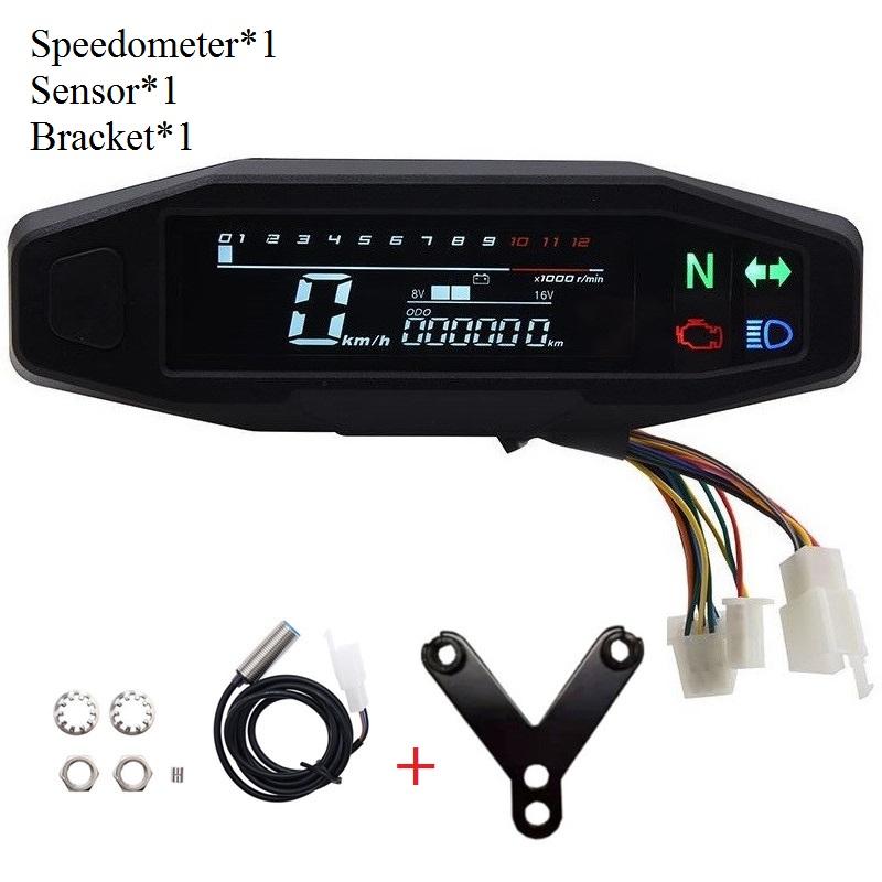 Digital Universal Motorcycle Speedometer Oil Gauge Tachometer Meters Instrument Cluster Turn Signal Light Indicator