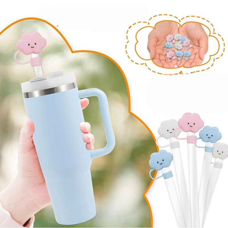Cute Soft Rubber Cloud Straw Cap, Food-grade Silicone Dust-proof and Leak-proof, Suitable for 10mm Straws