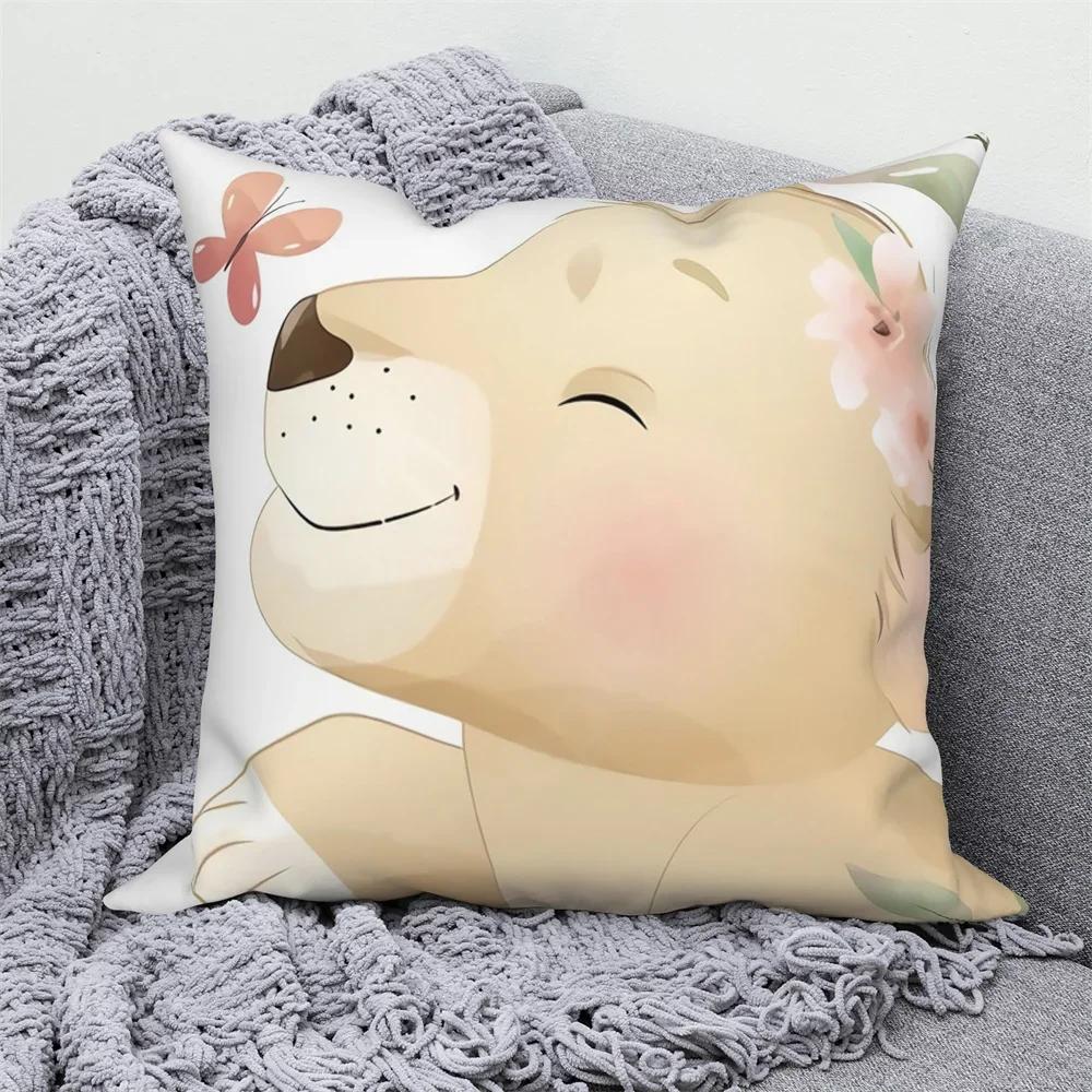 

Милая мультяшная наволочка с принтом животных, украшение для дома, гостиной, дивана, квадратная полиэстеровая подушка 66x66cm бордовый