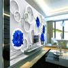 Circular Blue Rose Wallpaper 3d Floral Wall Mural Modern Simple Living Room Bedroom Tv Background Wallpaper