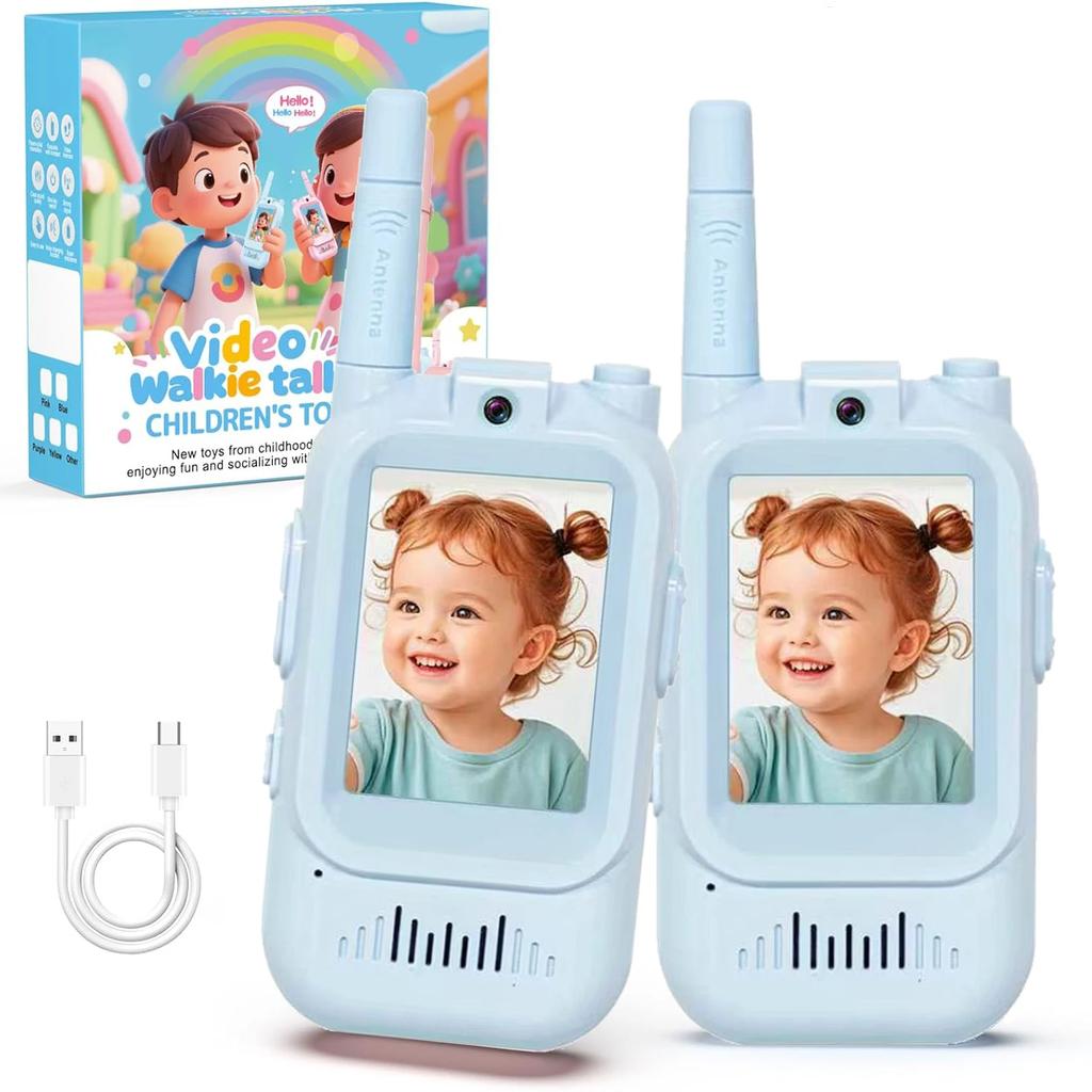 Kinder Video Walkie Talkie Set mit HD-Bildschirm Ein-Klick-Anruf Cartoon-Sprechanlage Einfache Bedienung Für Kinder Geschenk Outdoor Camping Reise