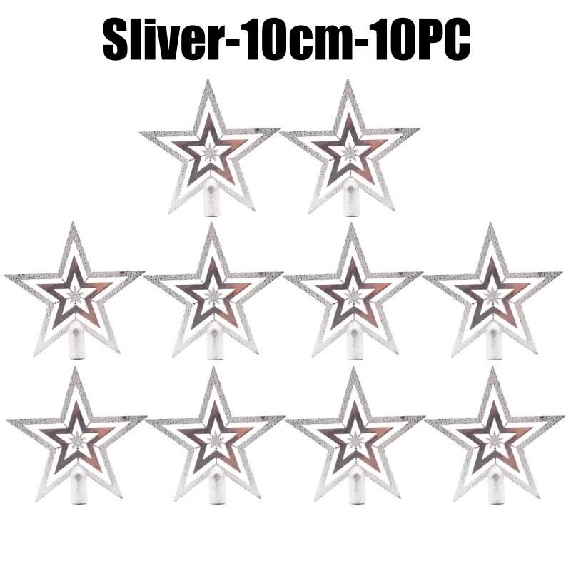 Christmas Tree Topper Star Shiny Glitter Ornament for Xmas Tree Decorations Hanging Pendant Home Holiday Party Supplies