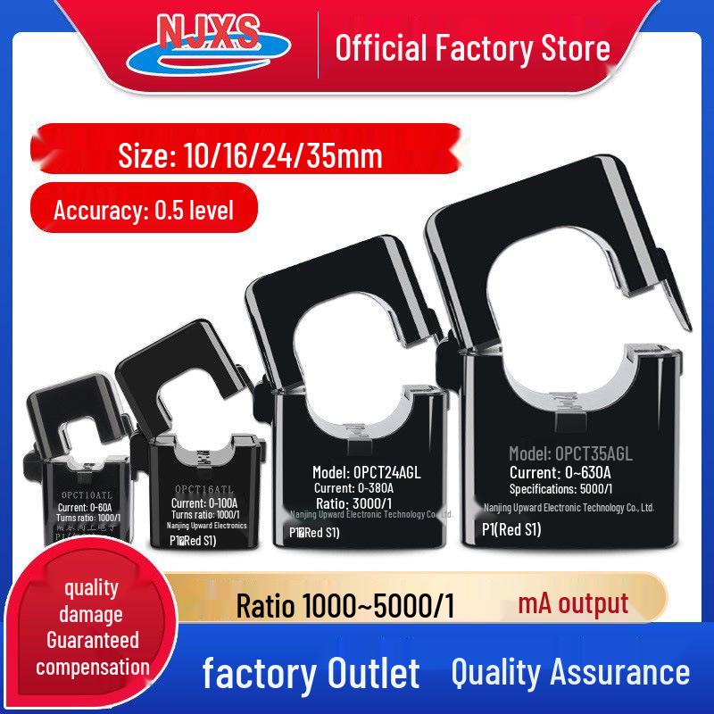 Small Open-Close Current Transformer: Open-Type, Compatible with 5A/2.5mA/5mA, 100A/20mA, 200A/333mV.