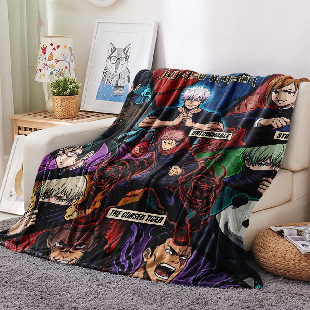 1PC Jujutsu Kaisen Patterned Flannel Blanket Suitable For All Seasons For Home Decor Warmth And Comfort Gifts Holiday Present