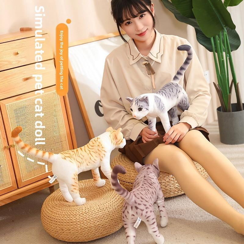 Cuscino Giocattolo Gatto Peluche con Morbido Tessuto Corto Peluche per Bambini e Ragazze