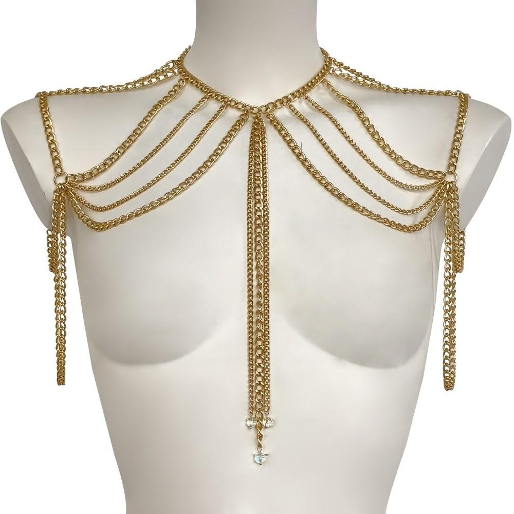 with Tassel Body Chain Gold Color Shoulder Tops Chain Fashionable Sexy Shoulder Chain Women золотой