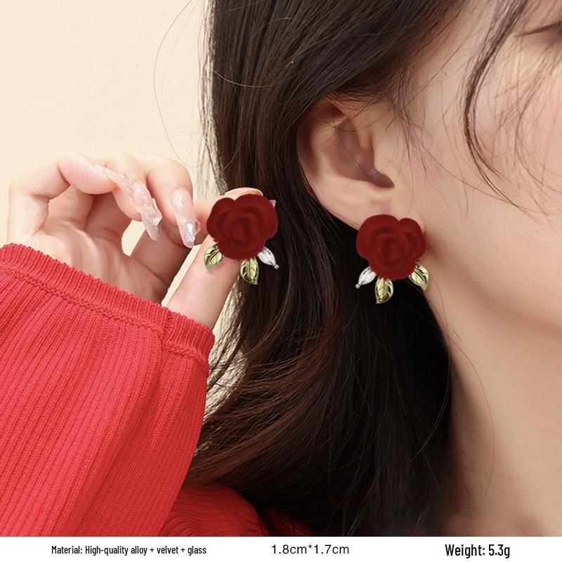 

Серьги-пусеты в ретро-стиле с красной глазурью «капля» для женщин - Уникальный нишевый дизайн начала осени