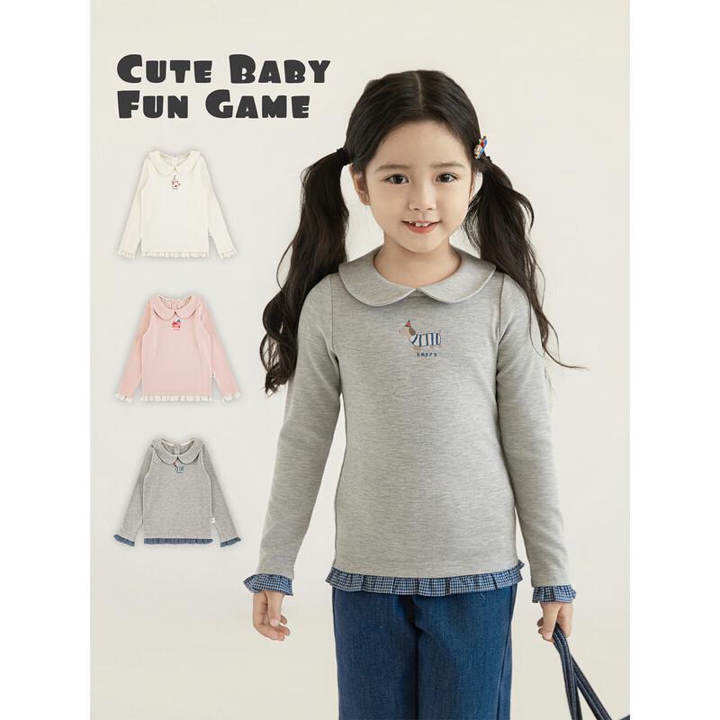 Youyou Girls' Peter Pan Collar Cartoon Print Long Sleeve Top